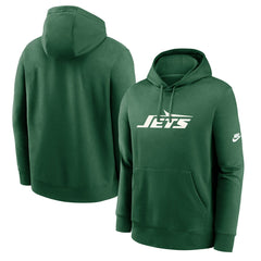 New York Jets Rewind Club Logo Pullover Hoodie - Green Hoodies