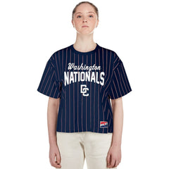 Washington Nationals New Era Women's 2025 City Connect Pinstripe T-Shirt - Navy T-shirts