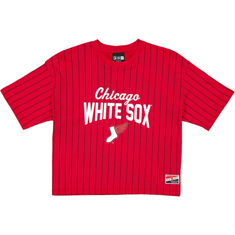 Chicago White Sox New Era Women's 2025 City Connect Pinstripe T-Shirt - Red/Black T-shirts