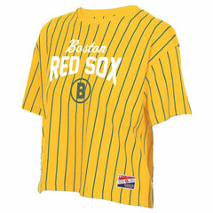 Boston Red Sox New Era Women's 2025 City Connect Pinstripe T-Shirt - Yellow T-shirts