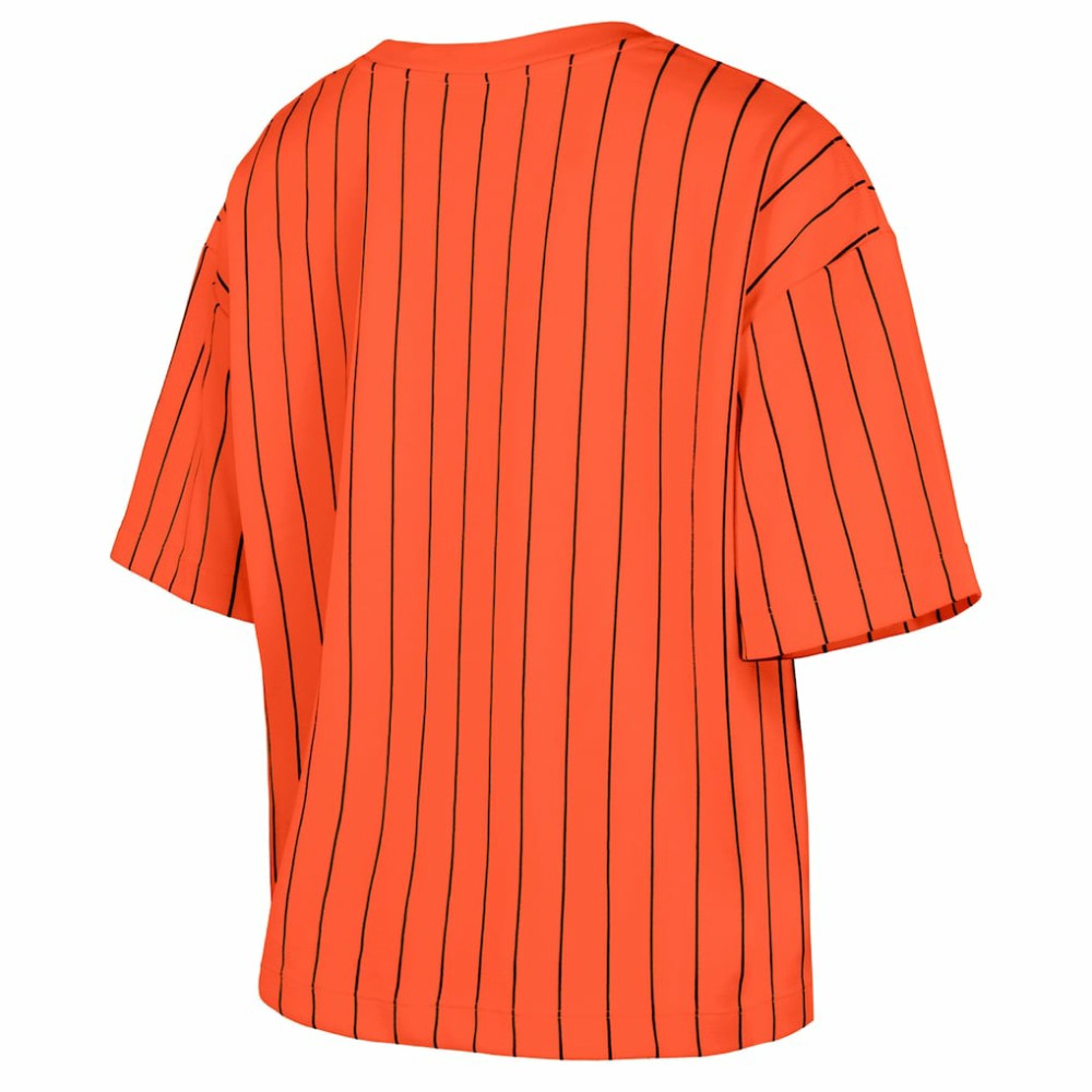 San Francisco Giants New Era Women's 2025 City Connect Boxy Pinstripe T-Shirt - Orange T-shirts