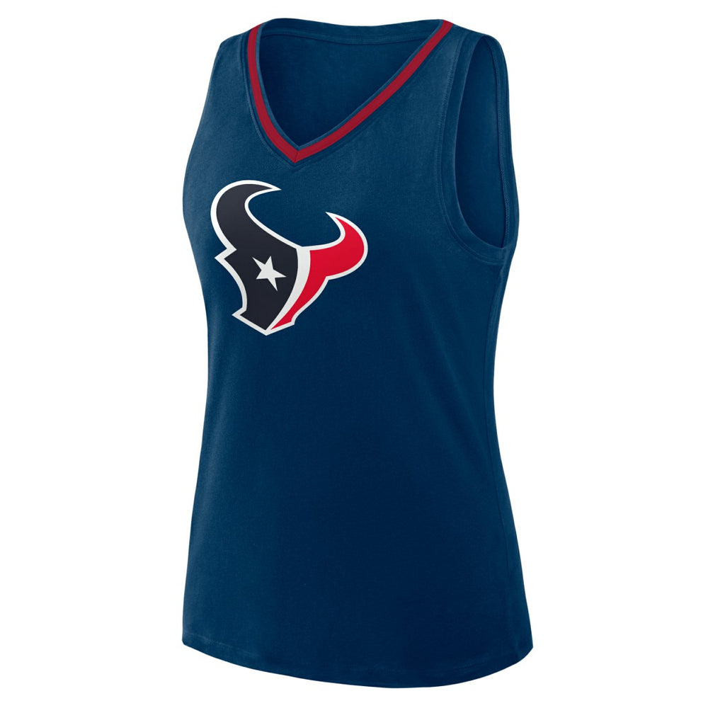 Houston Texans Logo Athletic Women's Plus Size Stellar Win V-Neck Tank Top - Navy Tops