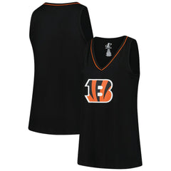 Cincinnati Bengals Logo Athletic Women's Plus Size Stellar Win V-Neck Tank Top - Black Tops