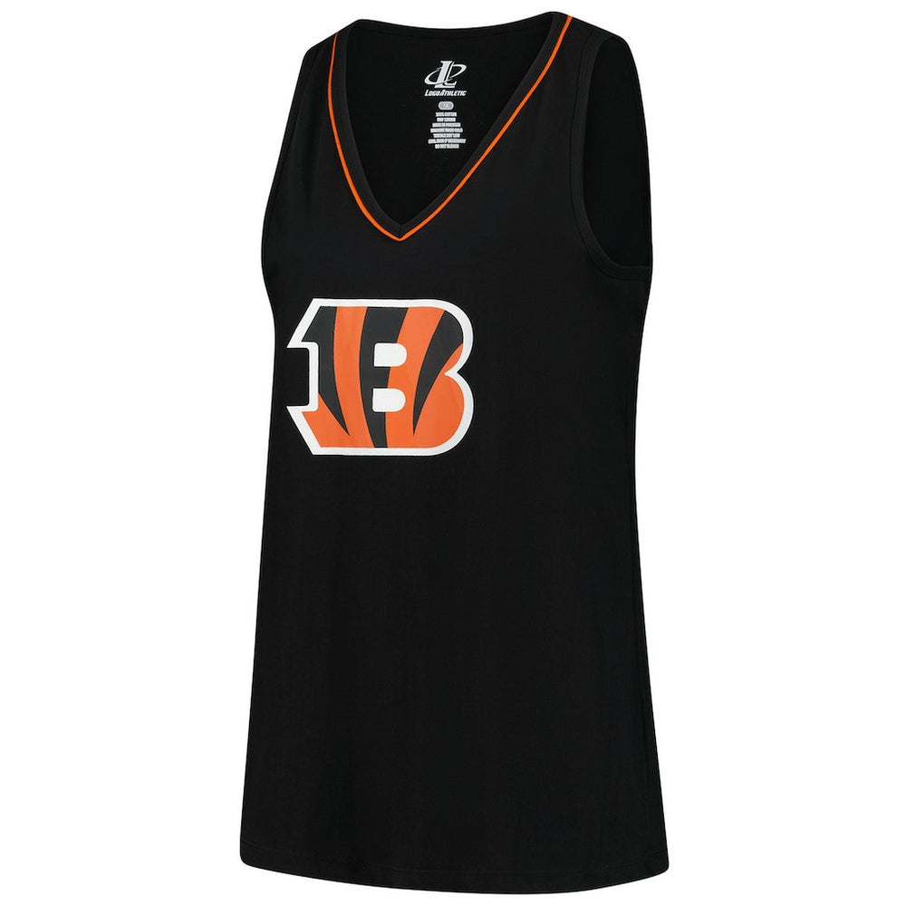 Cincinnati Bengals Logo Athletic Women's Plus Size Stellar Win V-Neck Tank Top - Black Tops
