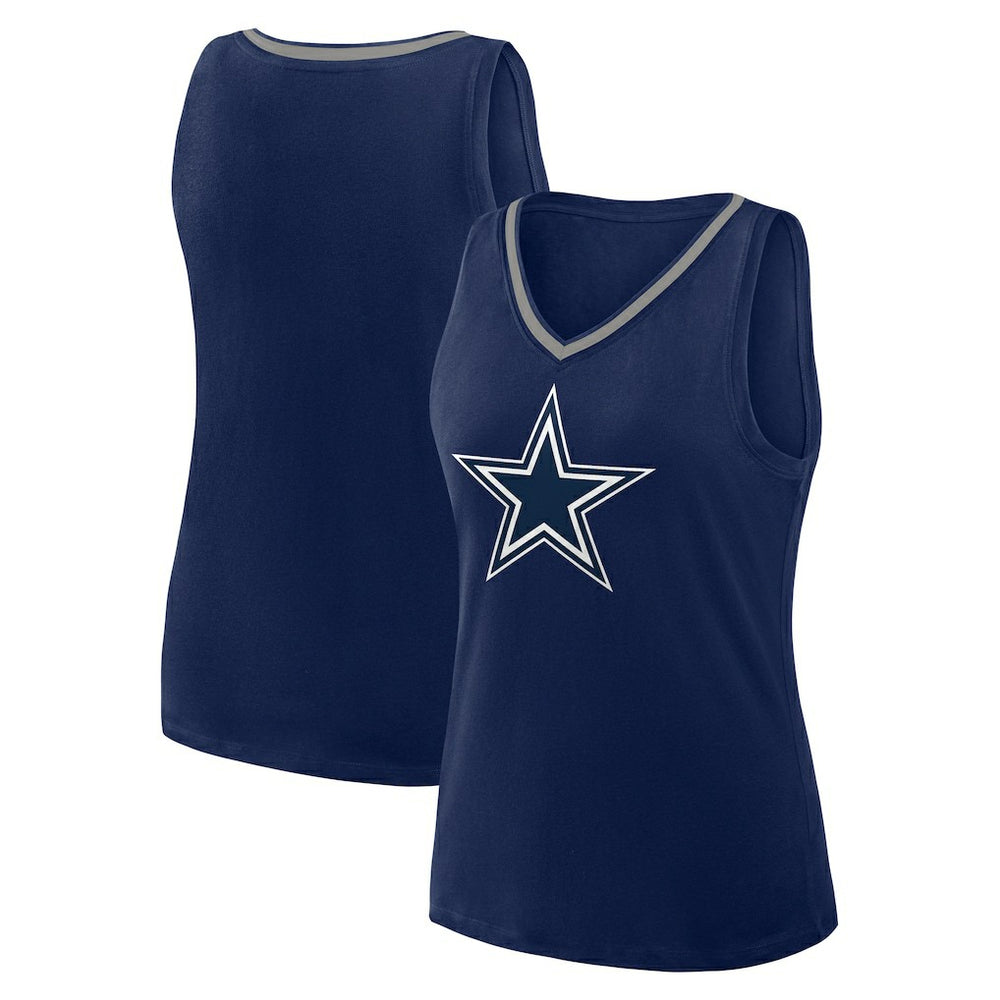 Dallas Cowboys Logo Athletic Women's Plus Size Stellar Win V-Neck Tank Top - Navy Tops