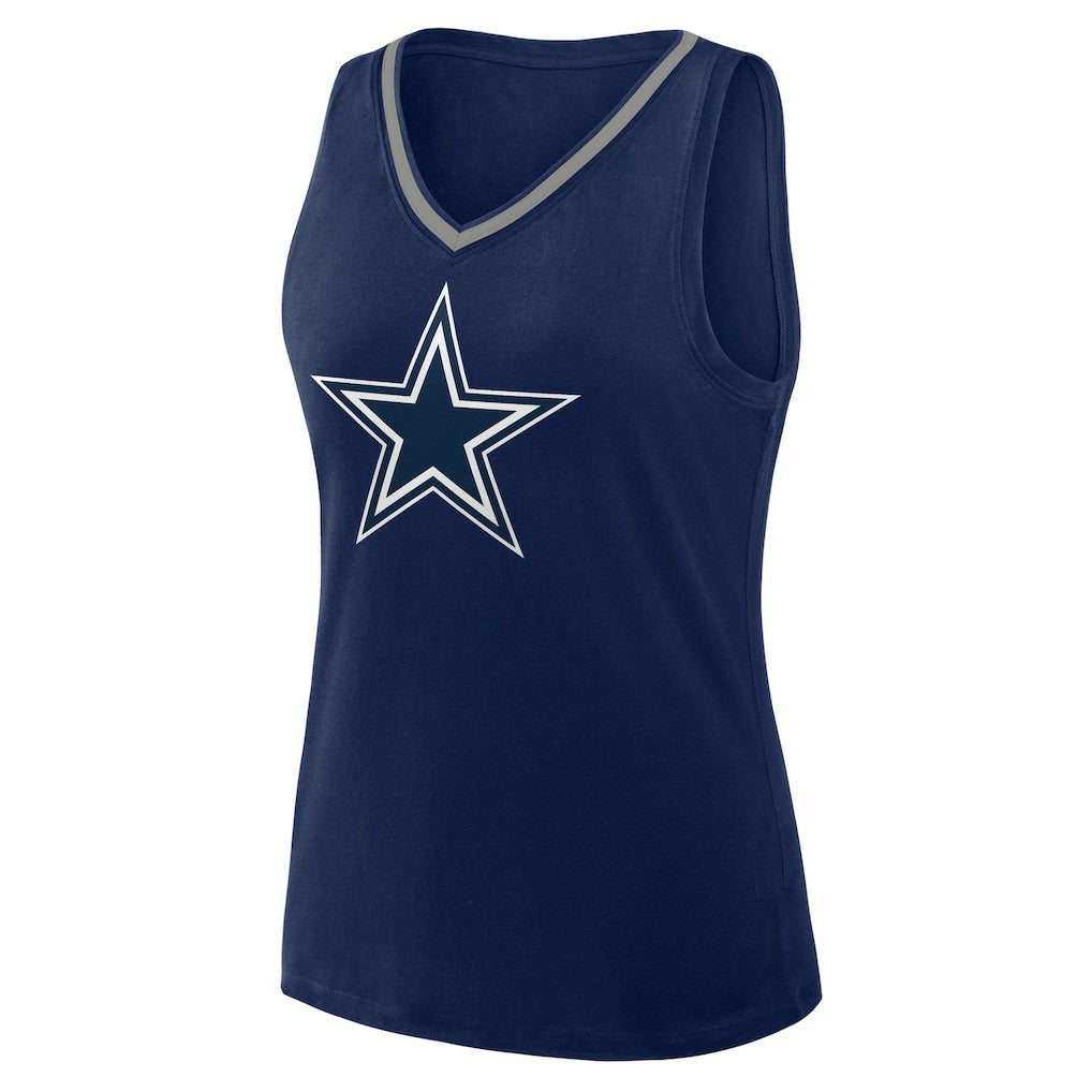 Dallas Cowboys Logo Athletic Women's Plus Size Stellar Win V-Neck Tank Top - Navy Tops