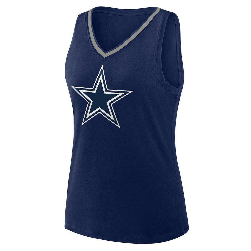 Dallas Cowboys Logo Athletic Women's Plus Size Stellar Win V-Neck Tank Top - Navy Tops