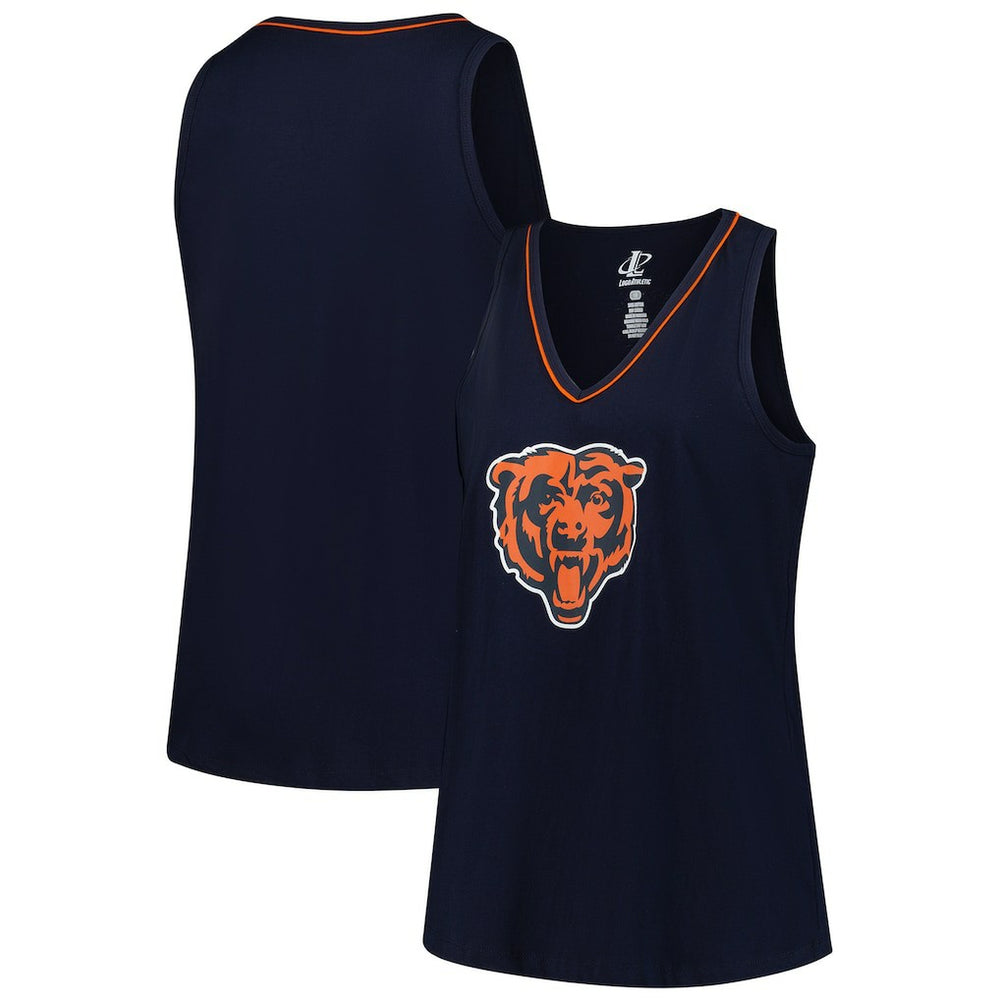 Chicago Bears Logo Athletic Women's Plus Size Stellar Win V-Neck Tank Top - Navy Tops