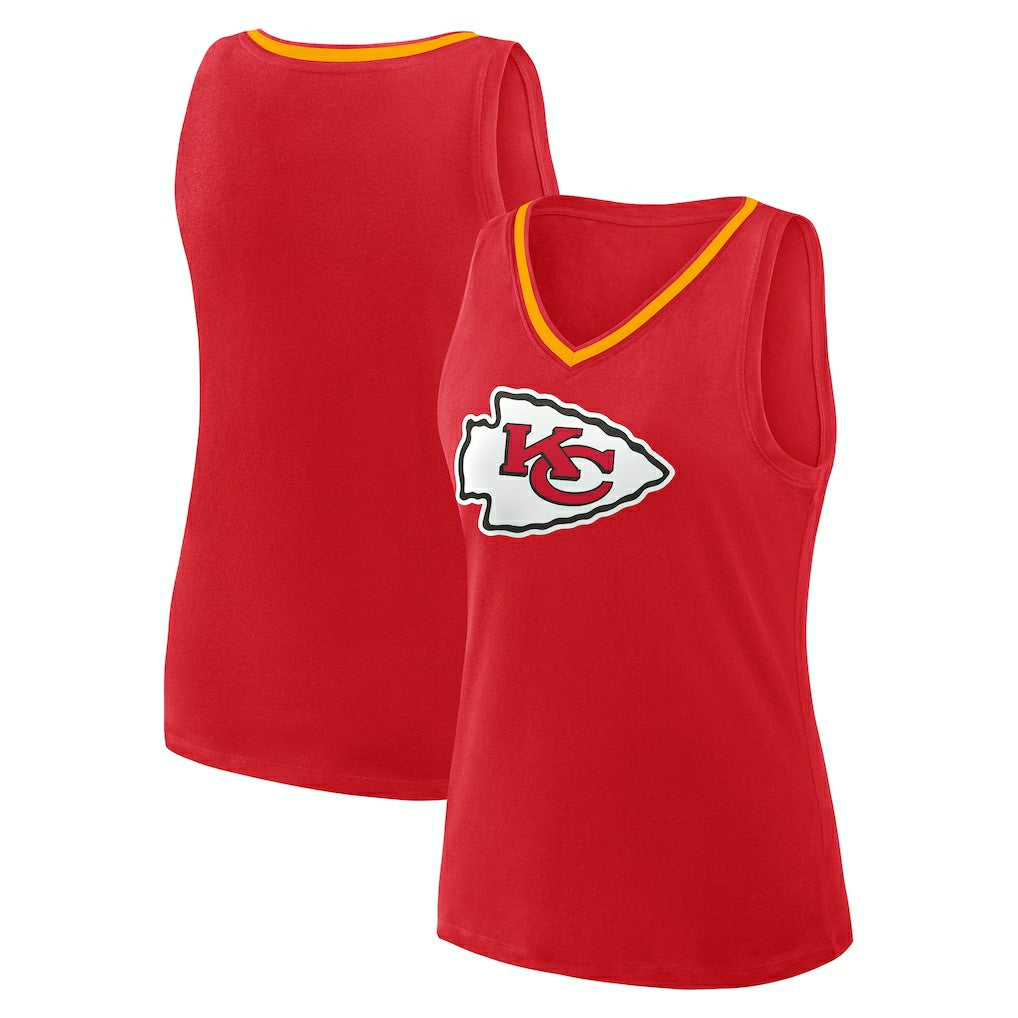 Kansas City Chiefs Logo Athletic Women's Plus Size Stellar Win V-Neck Tank Top - Red Tops