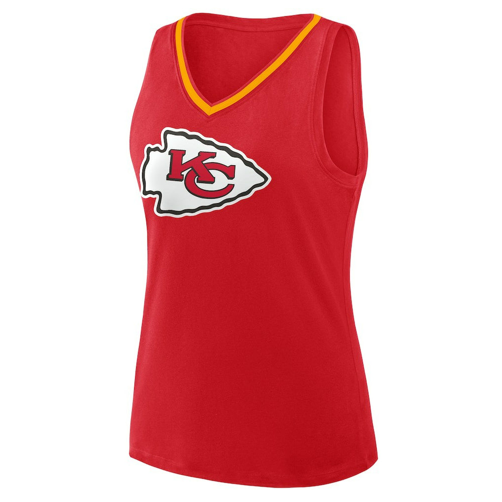Kansas City Chiefs Logo Athletic Women's Plus Size Stellar Win V-Neck Tank Top - Red Tops