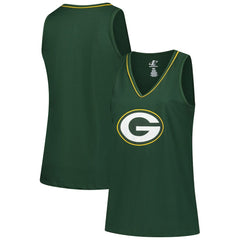 Green Bay Packers Logo Athletic Women's Plus Size Stellar Win V-Neck Tank Top - Green Tops
