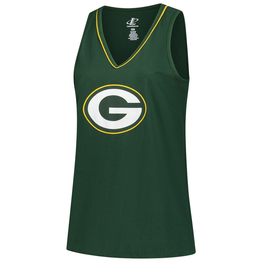 Green Bay Packers Logo Athletic Women's Plus Size Stellar Win V-Neck Tank Top - Green Tops