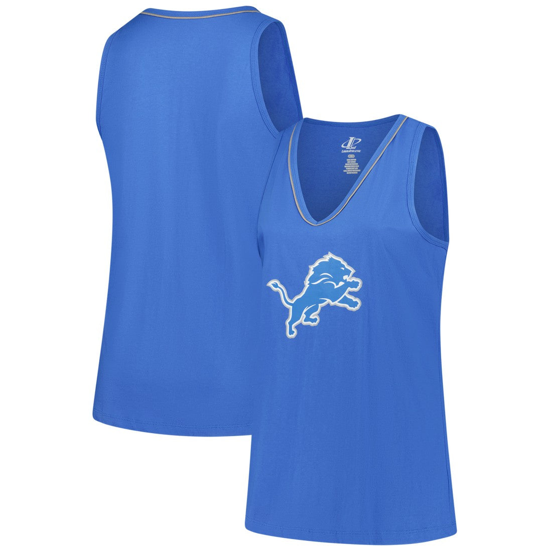 Detroit Lions Logo Athletic Women's Plus Size Stellar Win V-Neck Tank Top - Blue Tops