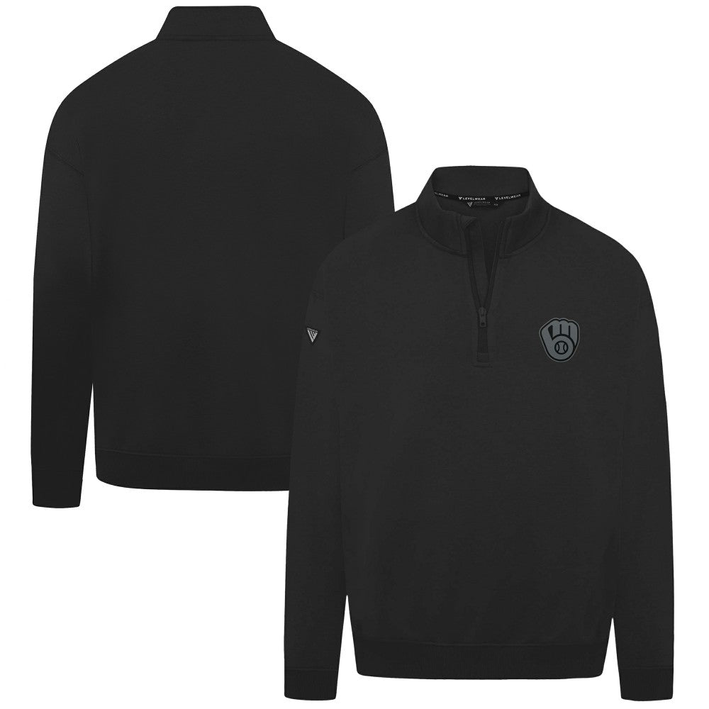 Milwaukee Brewers Levelwear Murray Nightfall Quarter-Zip Top - Black Tops