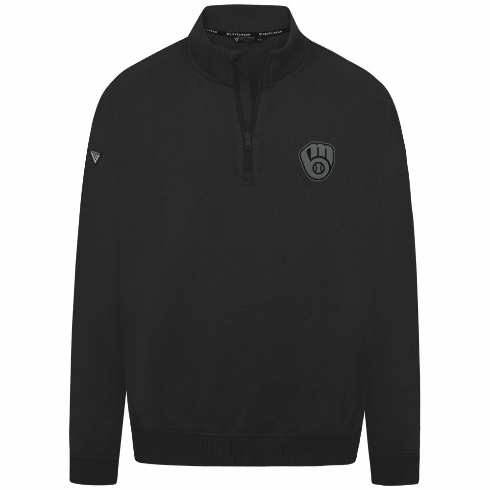 Milwaukee Brewers Levelwear Murray Nightfall Quarter-Zip Top - Black Tops