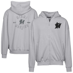 Miami Marlins Levelwear Uphill Abyssal Full-Zip Hoodie - Gray Hoodies