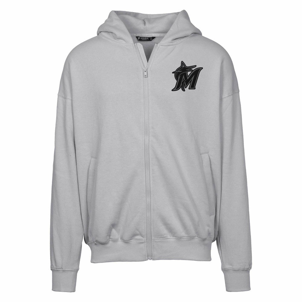 Miami Marlins Levelwear Uphill Abyssal Full-Zip Hoodie - Gray Hoodies