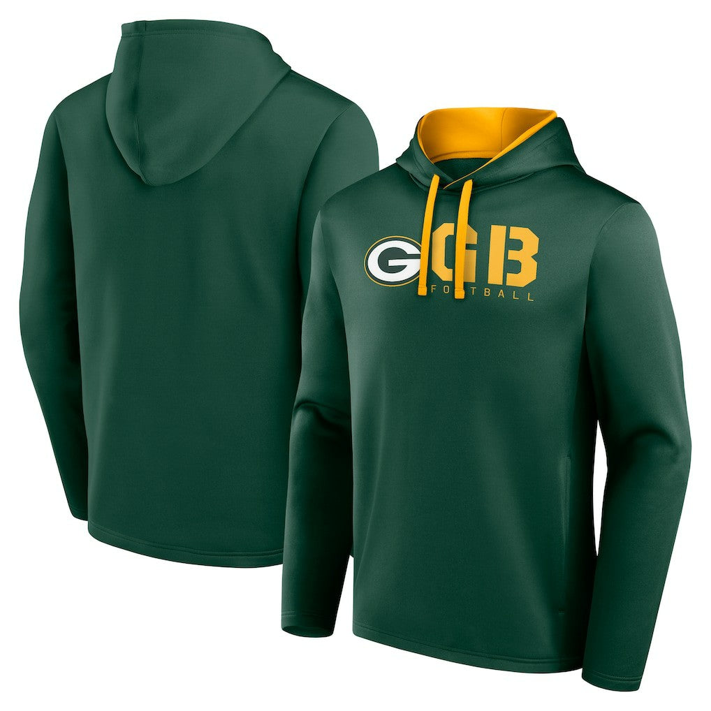Green Bay Packers Logo Athletic Head Start Pullover Hoodie - Green Hoodies