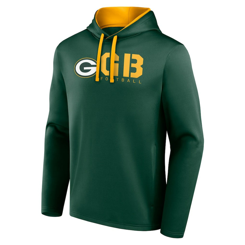 Green Bay Packers Logo Athletic Head Start Pullover Hoodie - Green Hoodies