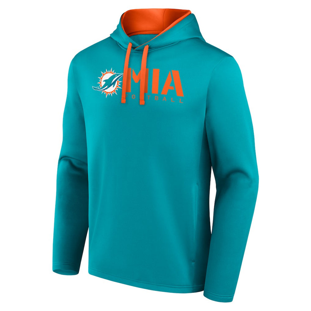 Miami Dolphins Logo Athletic Head Start Pullover Hoodie - Aqua Hoodies