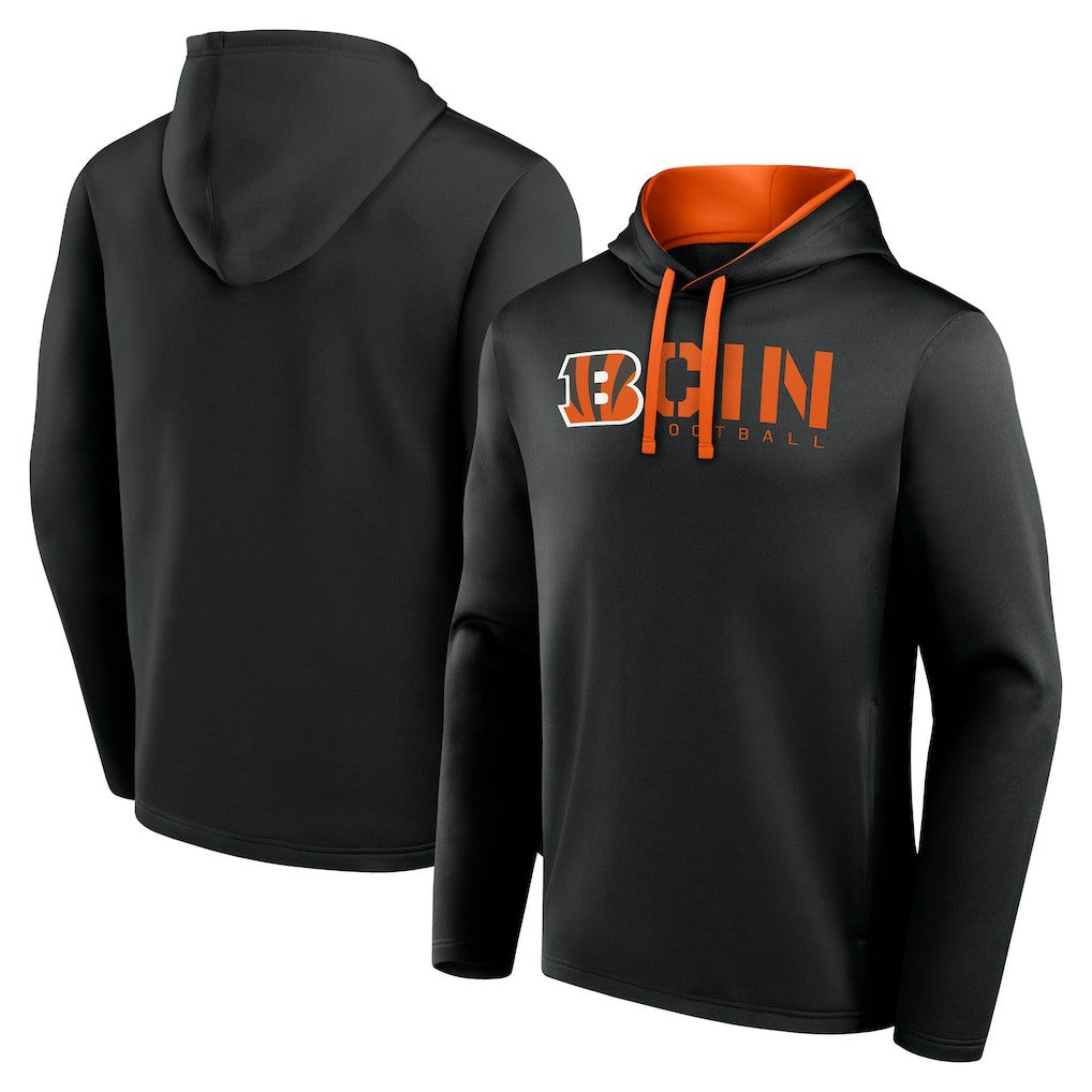 Cincinnati Bengals Logo Athletic Head Start Pullover Hoodie - Black Hoodies