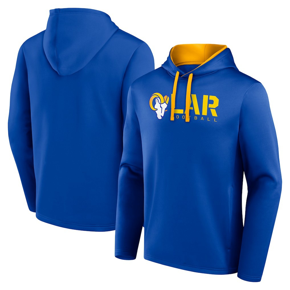 Los Angeles Rams Logo Athletic Head Start Pullover Hoodie - Royal Hoodies