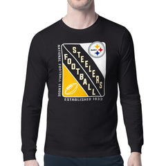 Pittsburgh Steelers Starter Shield Logo Long Sleeve T-Shirt - Black T-shirts