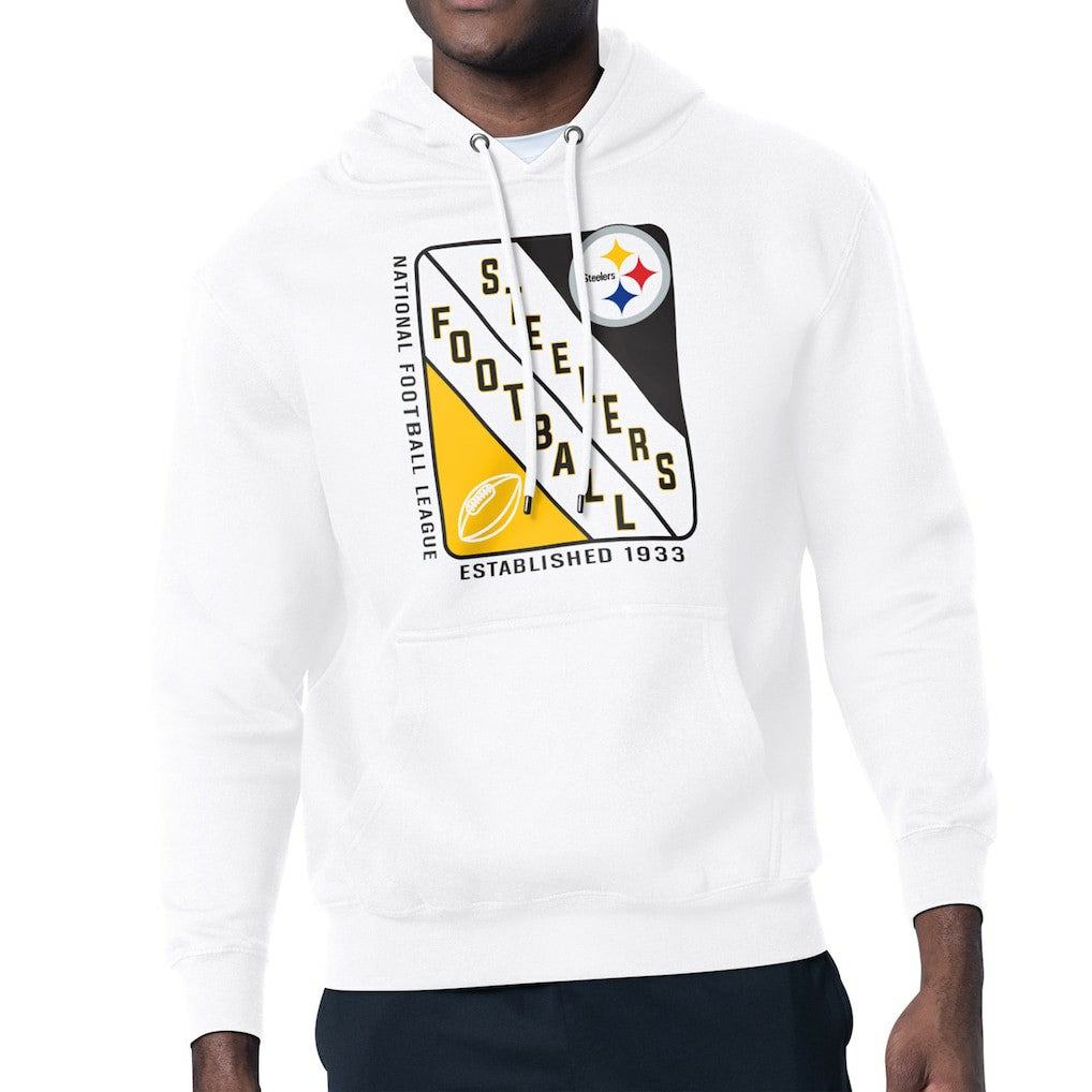Pittsburgh Steelers Starter Shield Logo Pullover Hoodie - White Hoodies