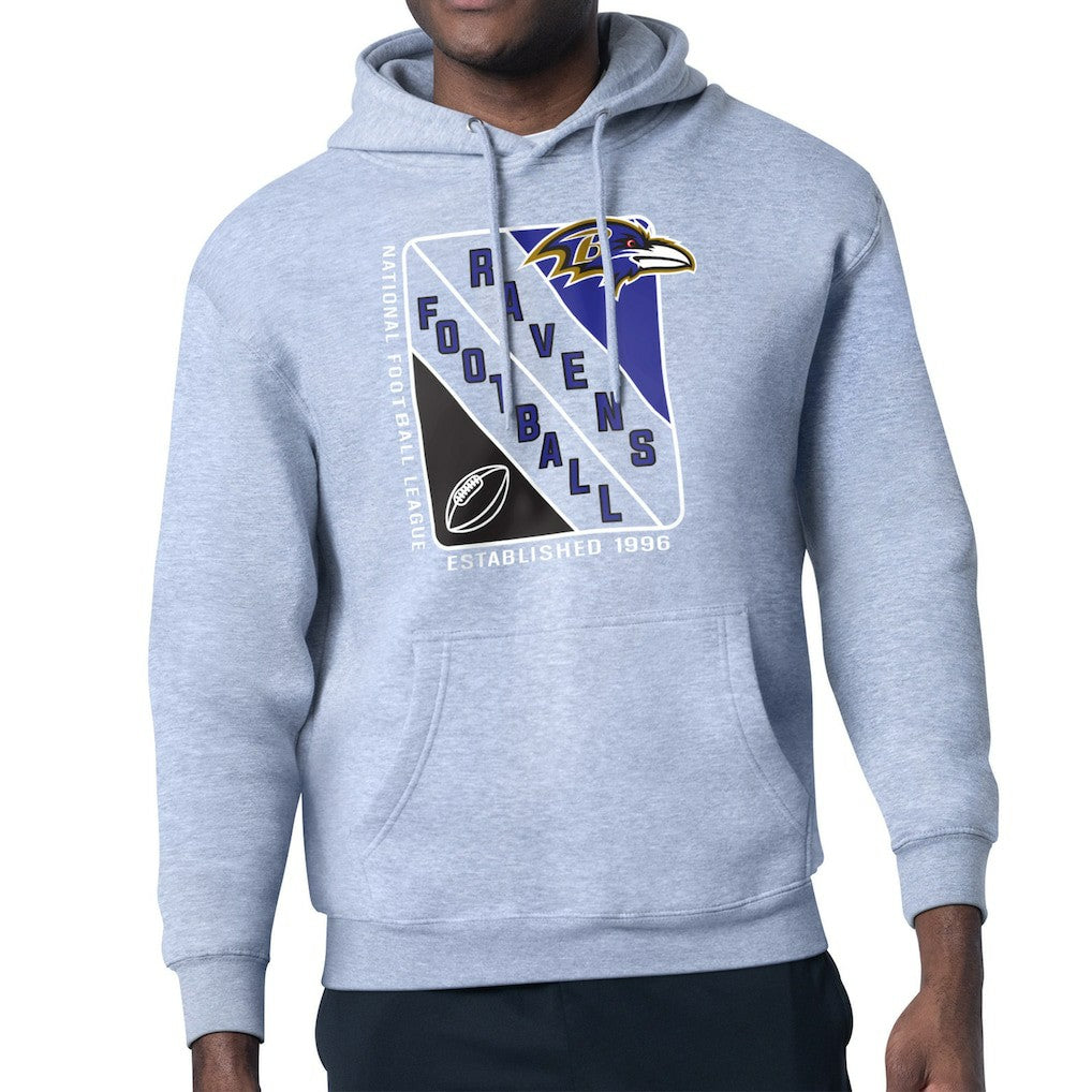 Baltimore Ravens Starter Shield Logo Pullover Hoodie - Heather Gray Hoodies