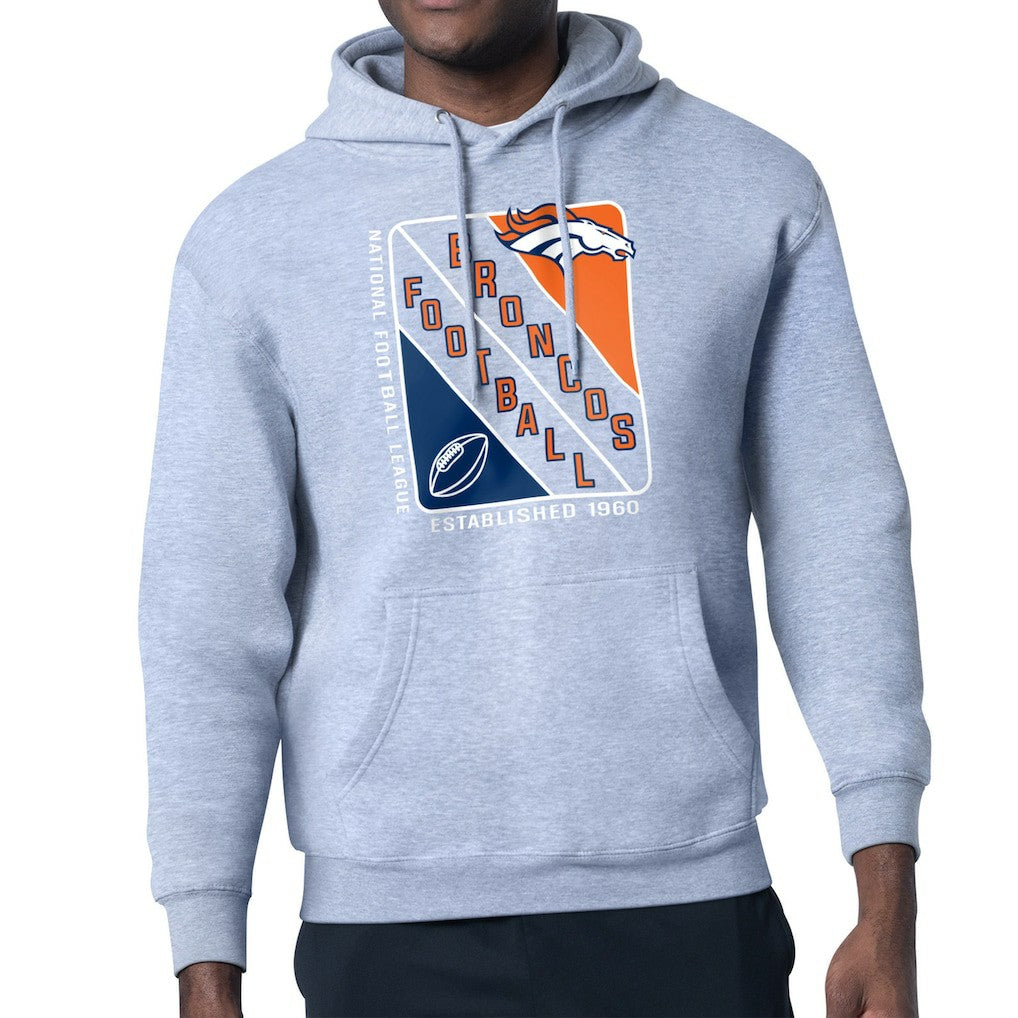 Denver Broncos Starter Shield Logo Pullover Hoodie - Heather Gray Hoodies