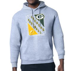 Green Bay Packers Starter Shield Logo Pullover Hoodie - Heather Gray Hoodies