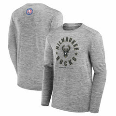 Milwaukee Bucks NBA Hoops for Troops Long Sleeve T-Shirt Heather Gray - Fanatics
