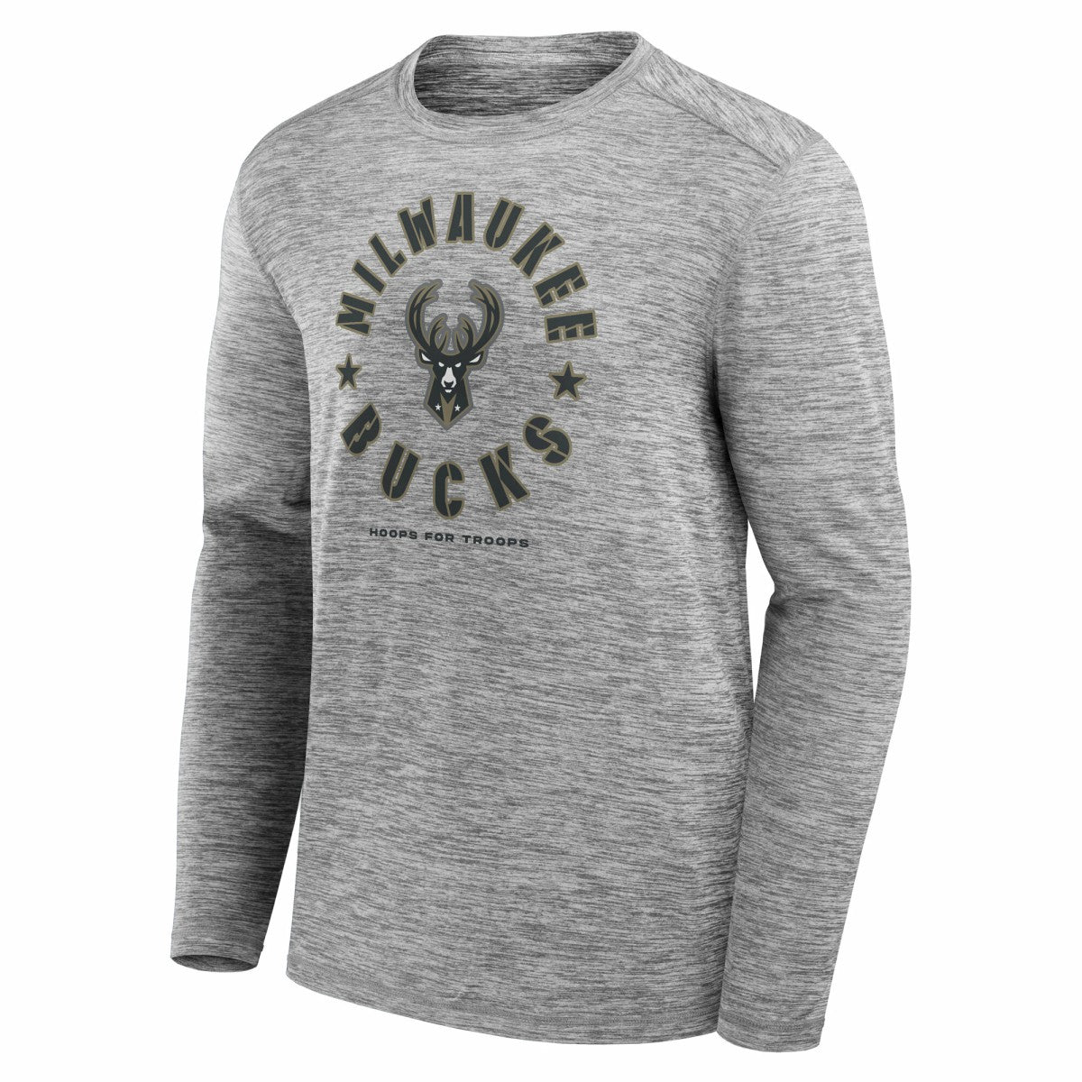 Milwaukee Bucks NBA Hoops for Troops Long Sleeve T-Shirt Heather Gray - Fanatics