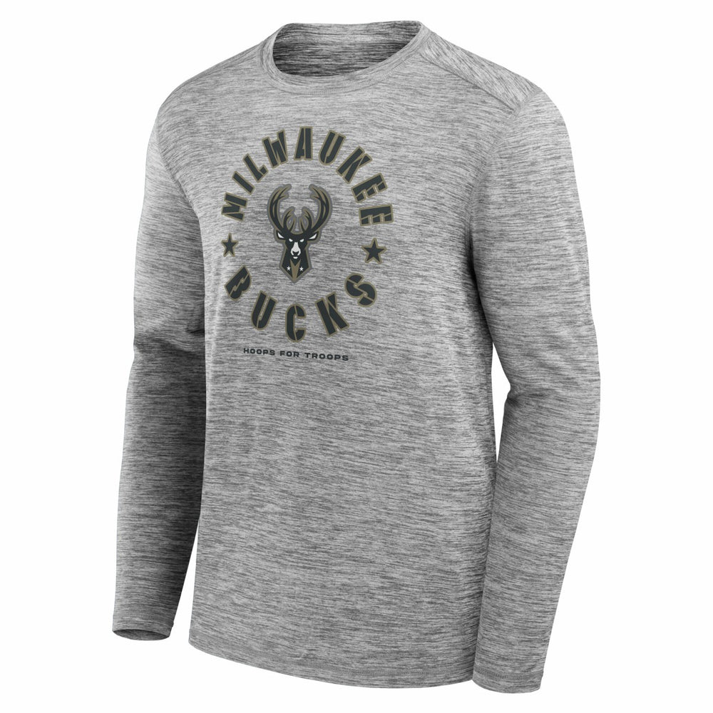 Milwaukee Bucks NBA Hoops for Troops Long Sleeve T-Shirt Heather Gray - Fanatics