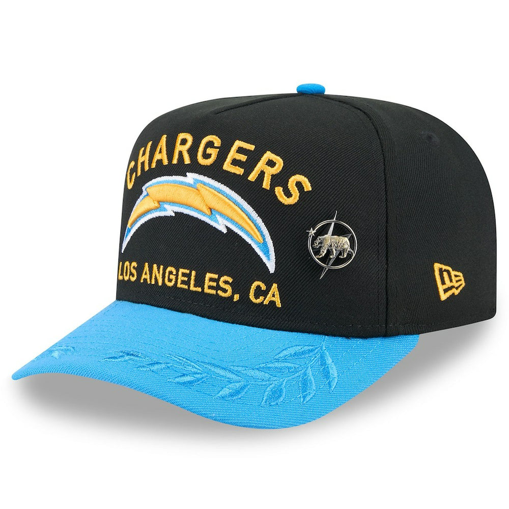 Los Angeles Chargers New Era 2025 NFL Draft On Stage A-Frame 59FIFTY Fitted Hat - Black/Powder Blue Hats