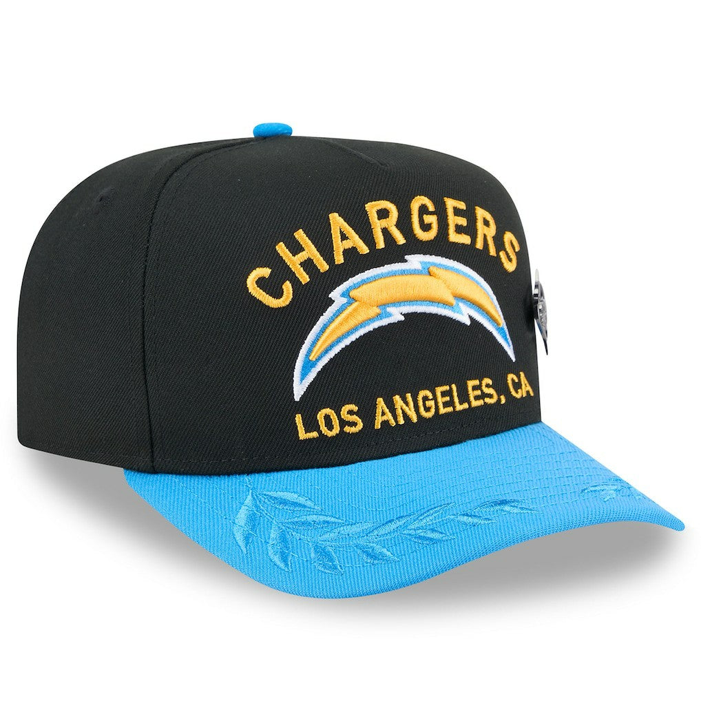Los Angeles Chargers New Era 2025 NFL Draft On Stage A-Frame 59FIFTY Fitted Hat - Black/Powder Blue Hats