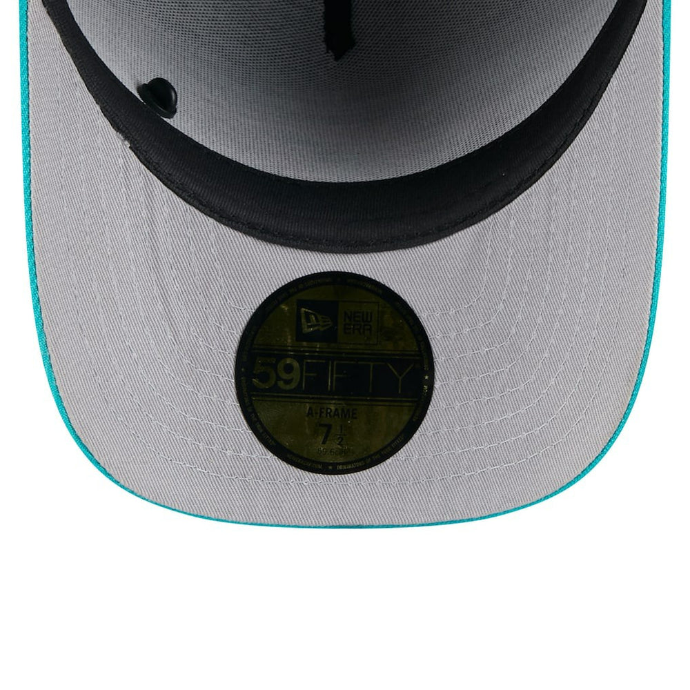 Miami Dolphins New Era 2025 NFL Draft On Stage A-Frame 59FIFTY Fitted Hat - Black/Aqua Hats