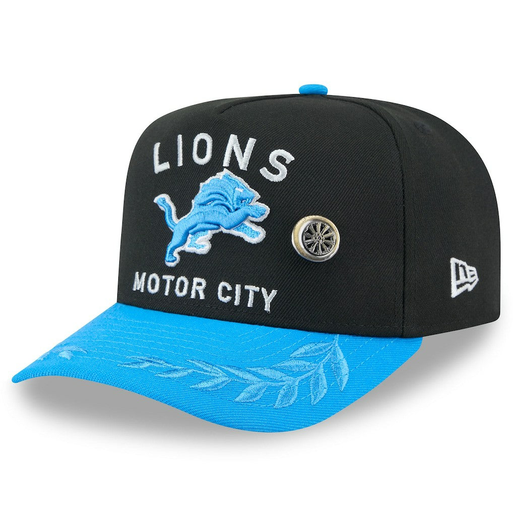 Detroit Lions New Era 2025 NFL Draft On Stage A-Frame 59FIFTY Fitted Hat - Black/Blue Hats