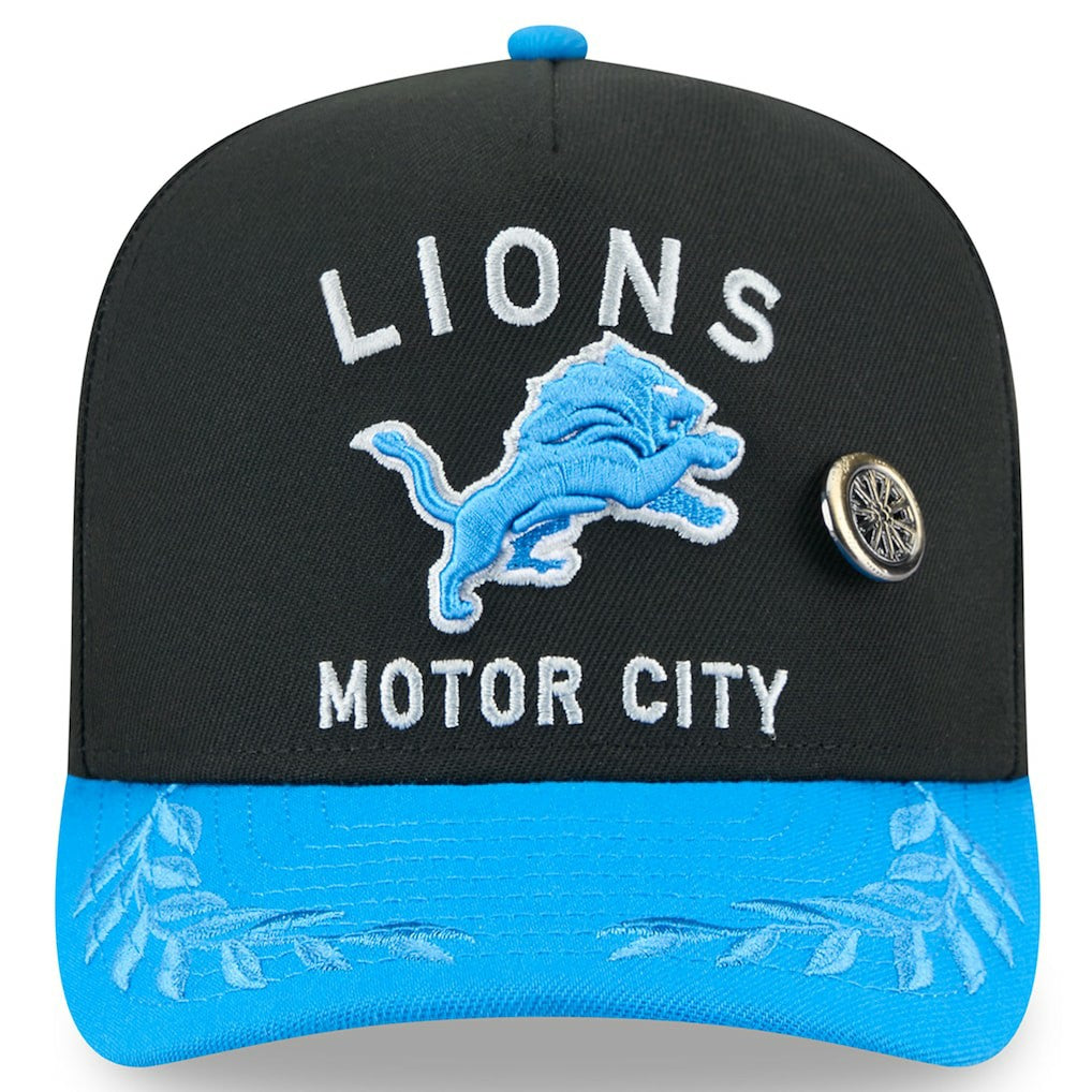 Detroit Lions New Era 2025 NFL Draft On Stage A-Frame 59FIFTY Fitted Hat - Black/Blue Hats