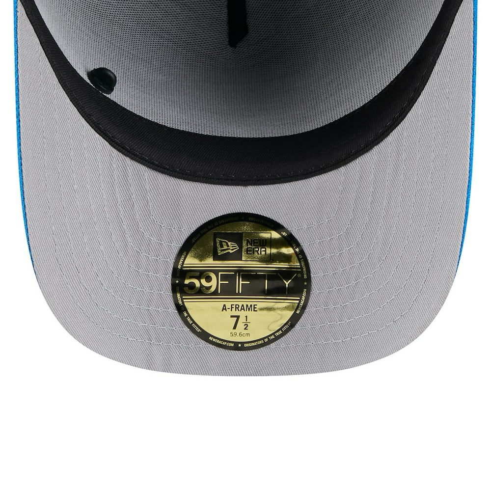 Detroit Lions New Era 2025 NFL Draft On Stage A-Frame 59FIFTY Fitted Hat - Black/Blue Hats
