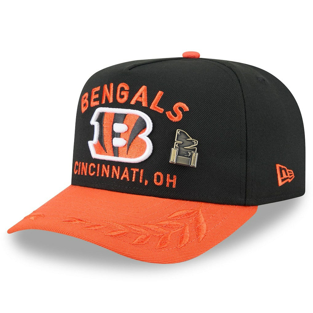 Cincinnati Bengals New Era 2025 NFL Draft On Stage A-Frame 59FIFTY Fitted Hat - Black/Orange Hats