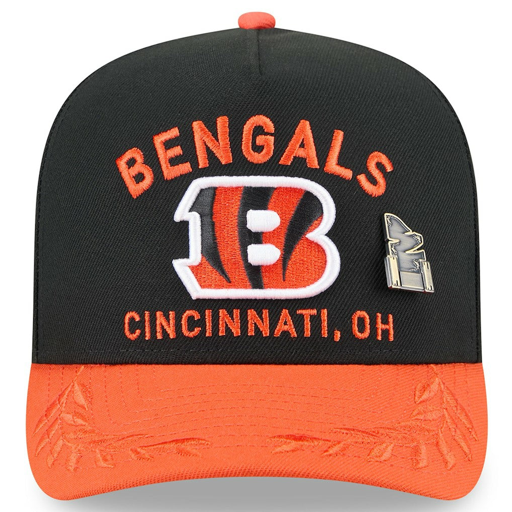 Cincinnati Bengals New Era 2025 NFL Draft On Stage A-Frame 59FIFTY Fitted Hat - Black/Orange Hats
