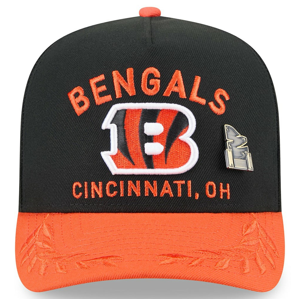 Cincinnati Bengals New Era 2025 NFL Draft On Stage A-Frame 59FIFTY Fitted Hat - Black/Orange Hats