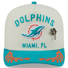 Miami Dolphins New Era 2025 NFL Draft A-Frame 59FIFTY Fitted Hat - Cream/Aqua Hats