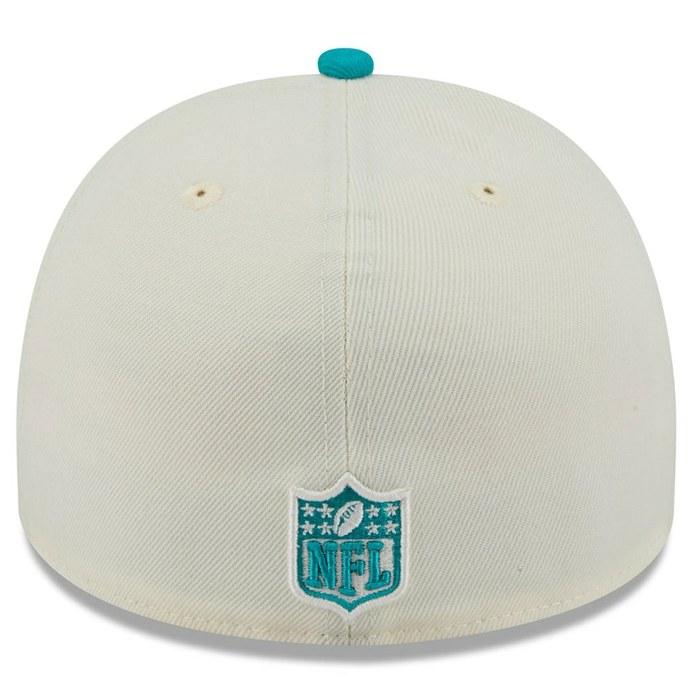 Miami Dolphins New Era 2025 NFL Draft A-Frame 59FIFTY Fitted Hat - Cream/Aqua Hats