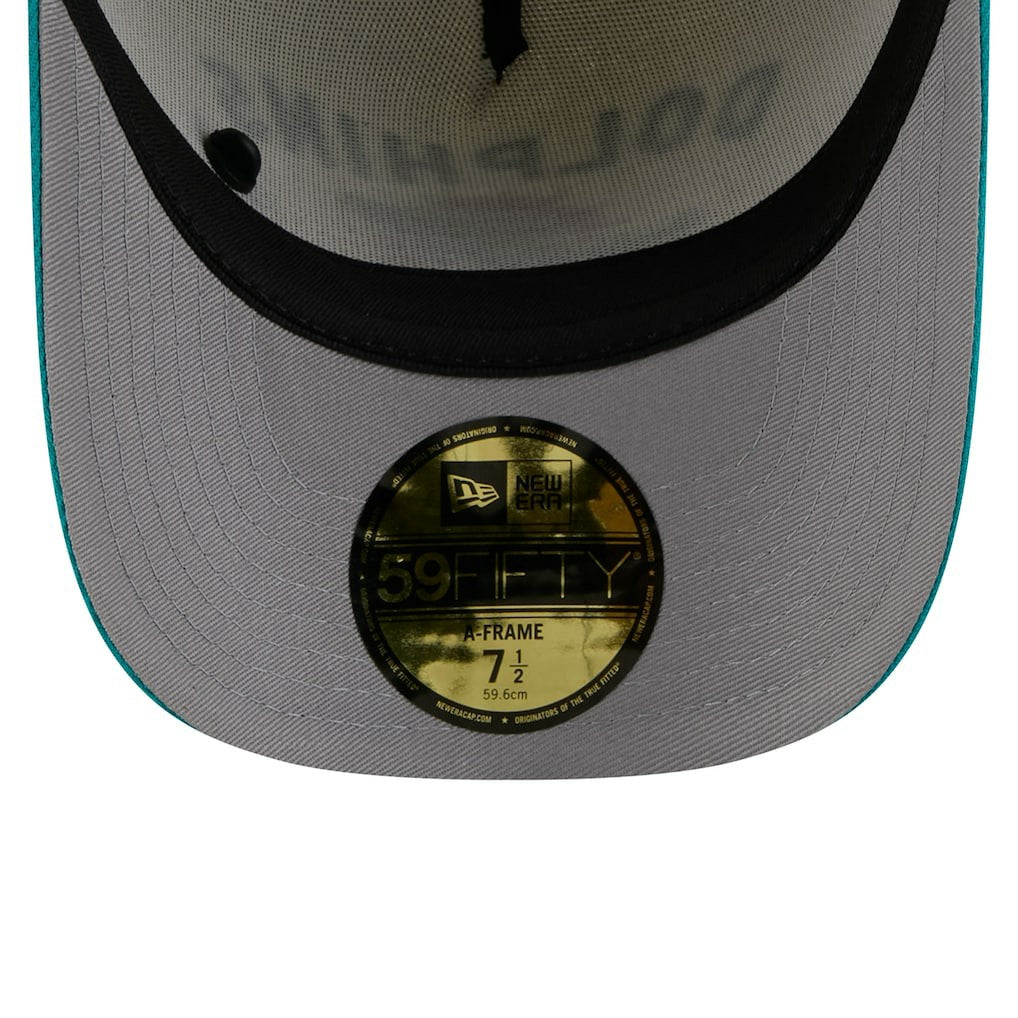 Miami Dolphins New Era 2025 NFL Draft A-Frame 59FIFTY Fitted Hat - Cream/Aqua Hats