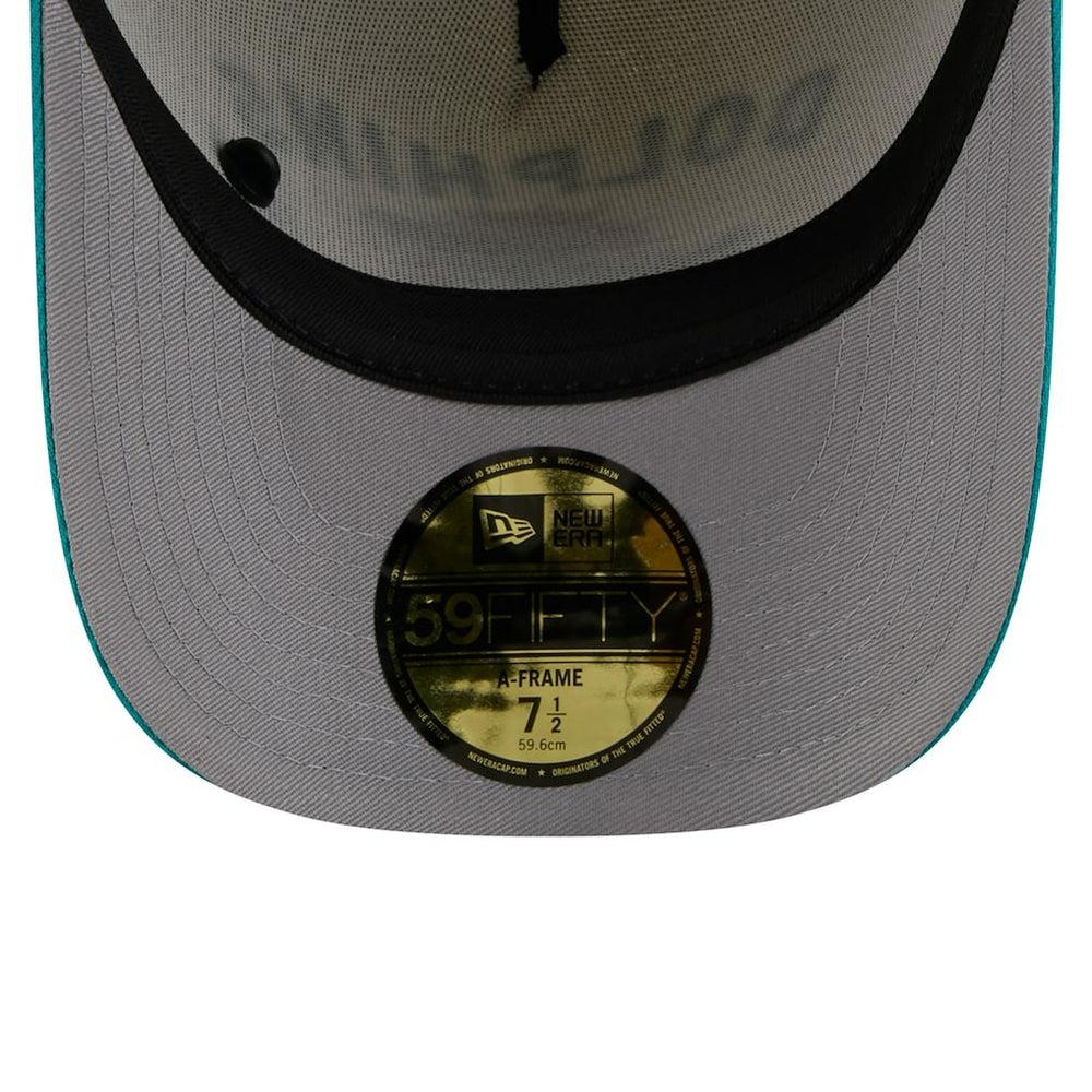 Miami Dolphins New Era 2025 NFL Draft A-Frame 59FIFTY Fitted Hat - Cream/Aqua Hats