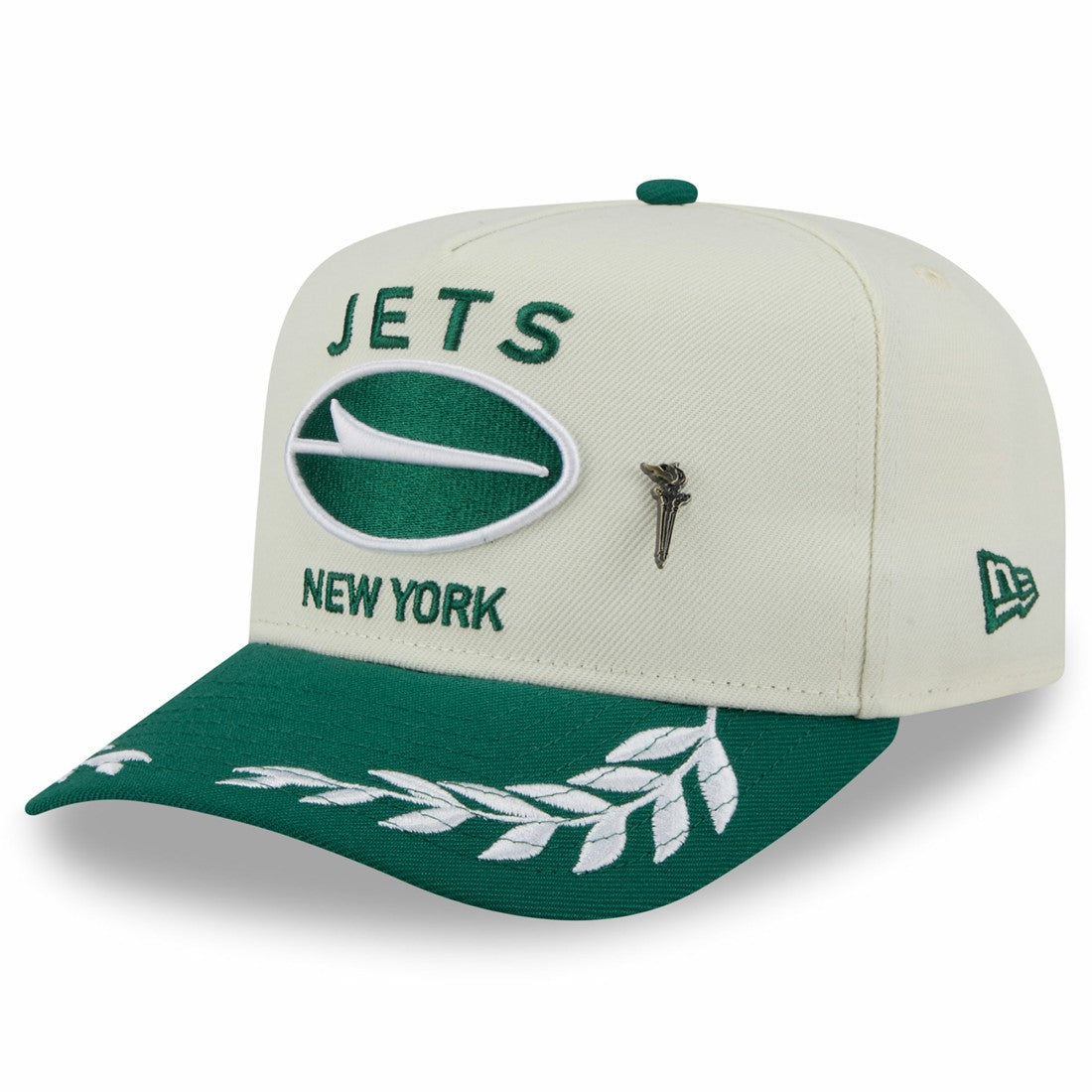 New York Jets New Era 2025 NFL Draft A-Frame 59FIFTY Fitted Hat - Cream/Green Hats