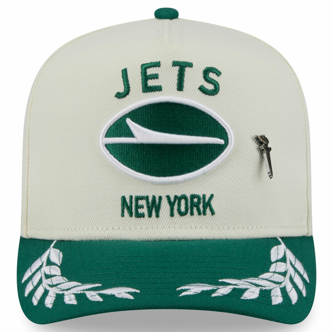 New York Jets New Era 2025 NFL Draft A-Frame 59FIFTY Fitted Hat - Cream/Green Hats