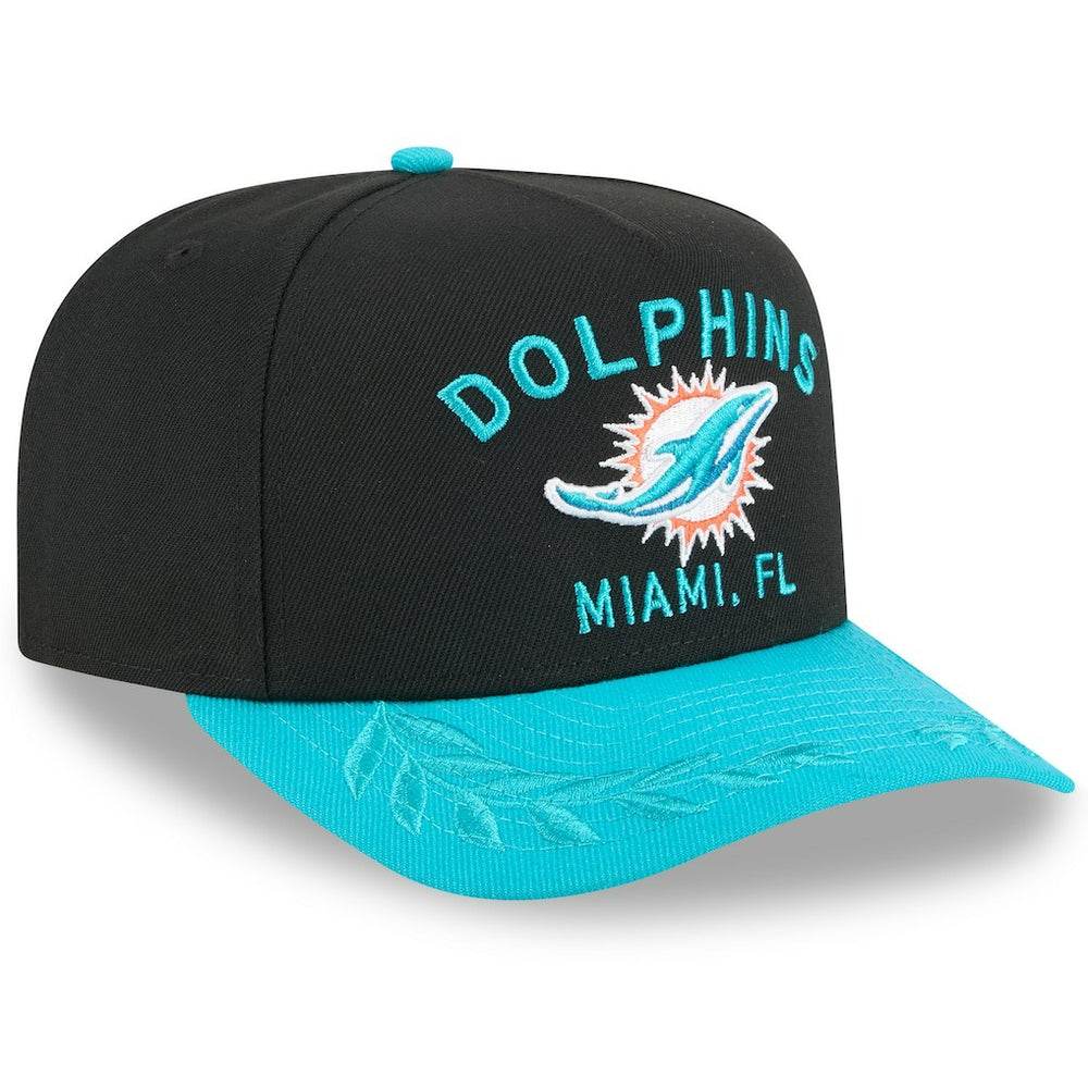 Miami Dolphins New Era 2025 NFL Draft A-Frame 9FIFTY Snapback Hat - Black/Aqua Hats